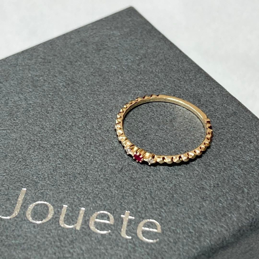 【Jouete】K10YG ルビー×ダイヤ ウェーブ ピンキーリング 3号 ✨