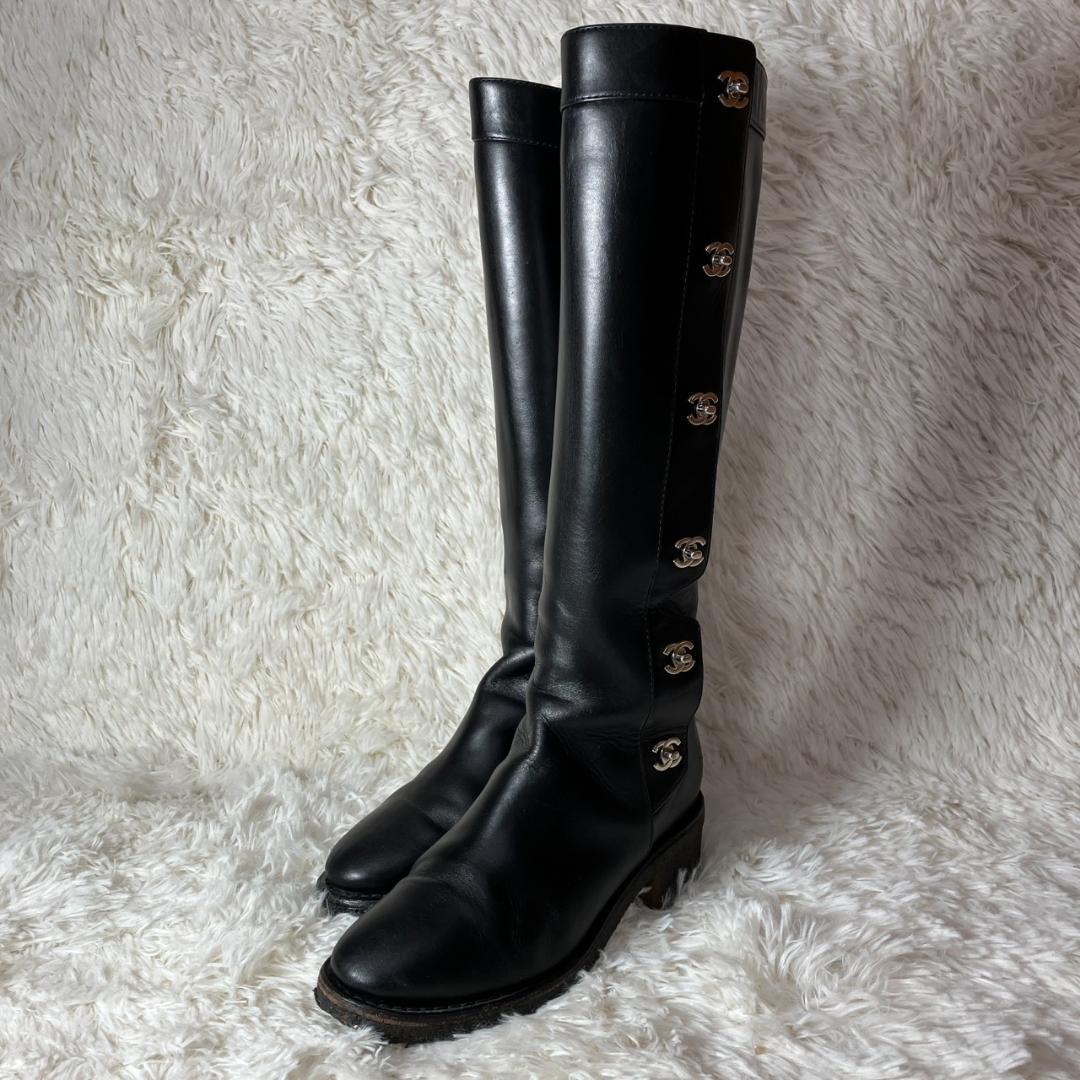 CHANEL シャネル ターンロック ココマーク ロングブーツ G31202