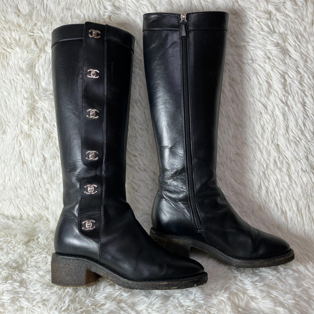 CHANEL シャネル ターンロック ココマーク ロングブーツ G31202