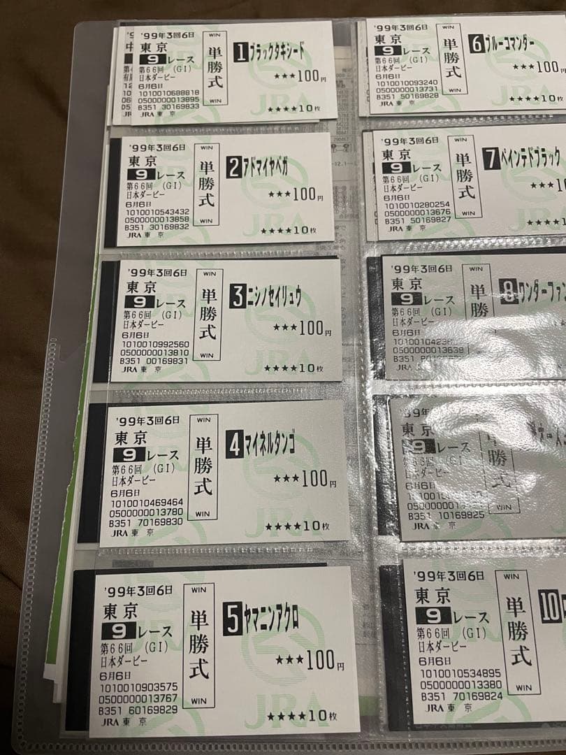 ゔ*す様 1999年　日本ダービー　現地馬券18頭
