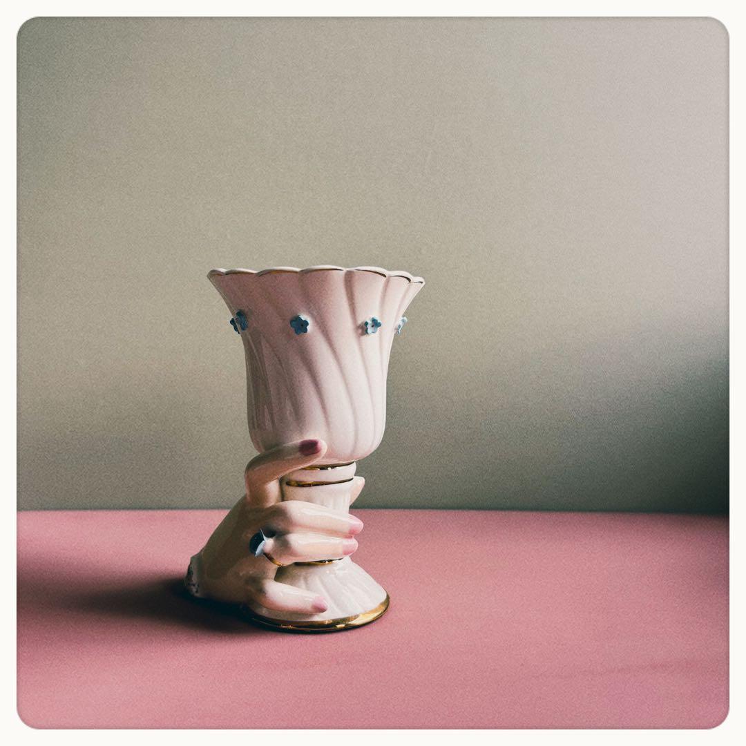 ヴィンテージ　アメリカ製　ハンドモチーフ　花瓶　フラワーベース