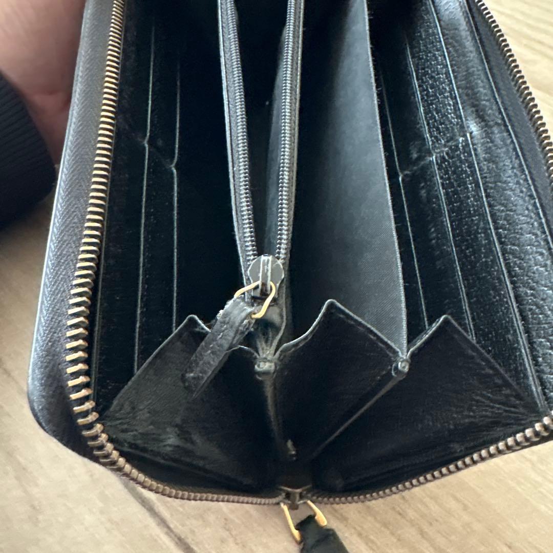 GUCCI ブラックレザー 長財布 GGロゴ