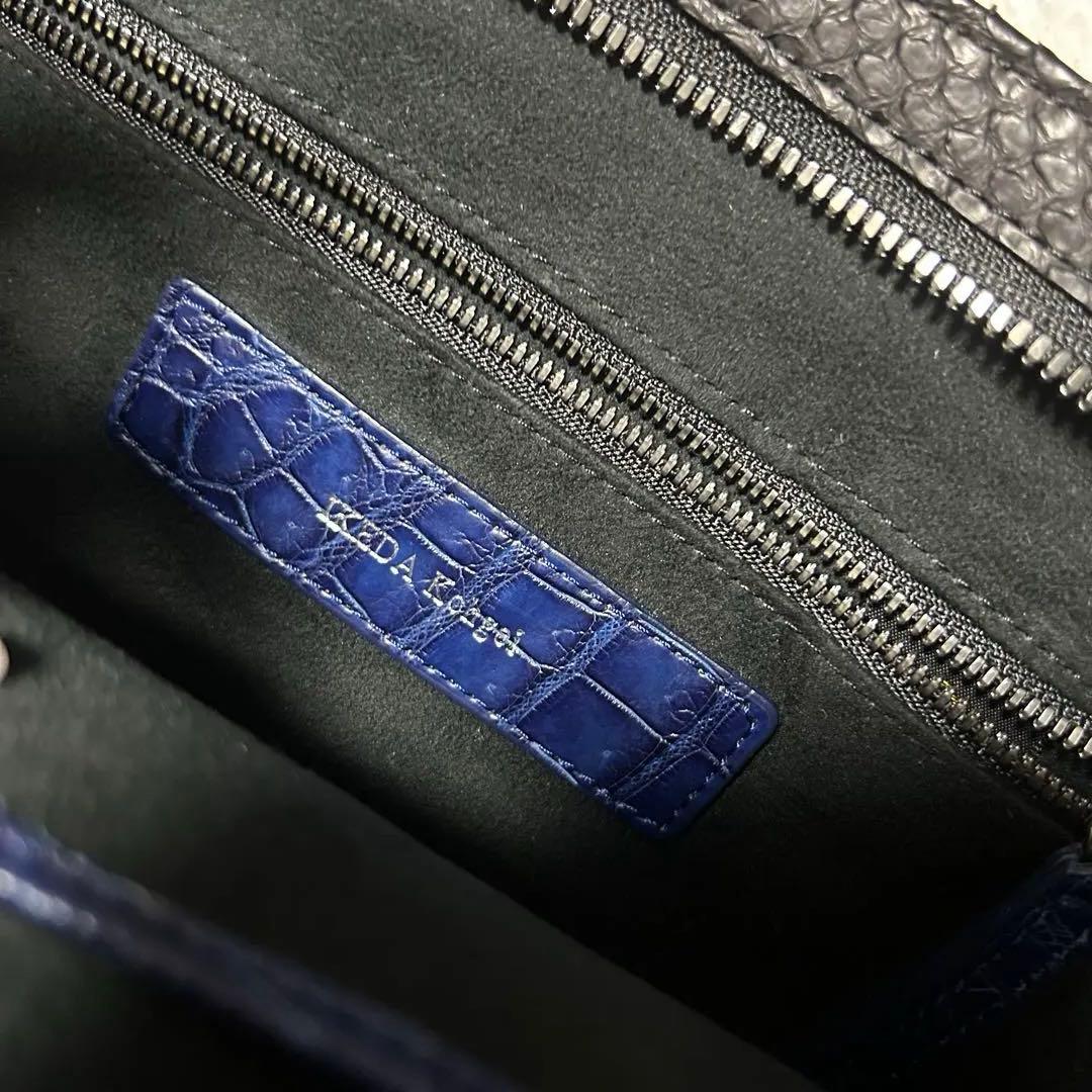 池田工芸　藍染クロコダイル×純黒パイソン　ゴルフトート