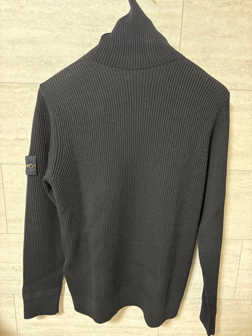 stone  タートルネックニット black