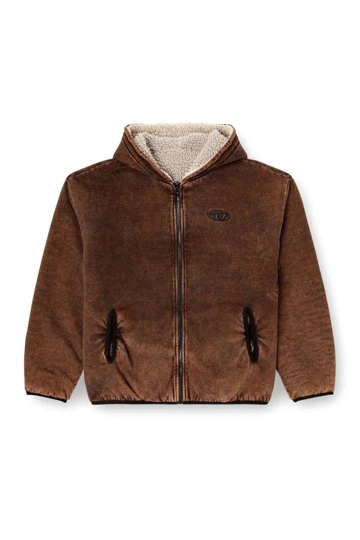 (24時間以内発送)DIESEL フリースフード付きリバーシブルパーカー