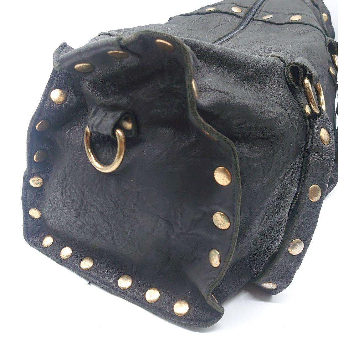 Hammitt オールレザー スタッズ ボストンバッグ