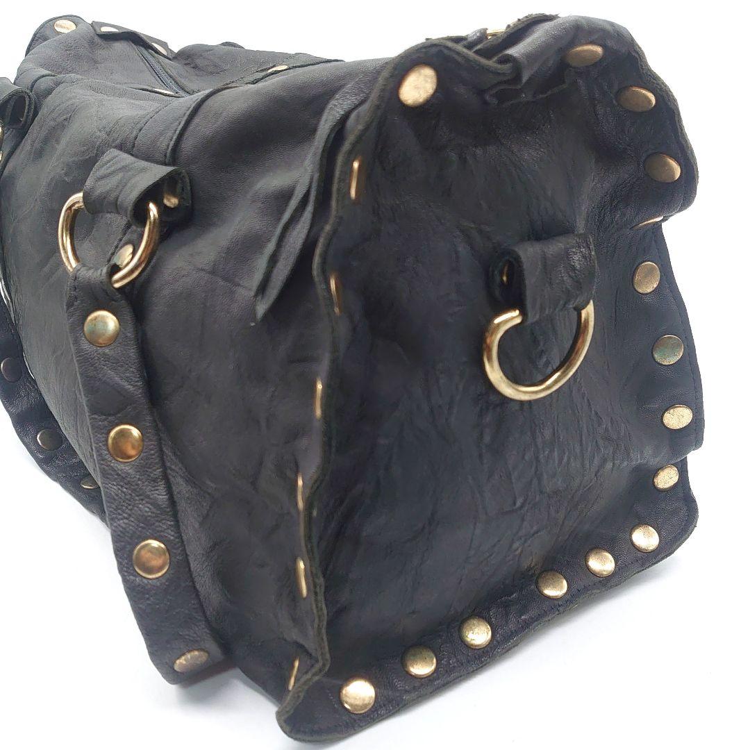 Hammitt オールレザー スタッズ ボストンバッグ