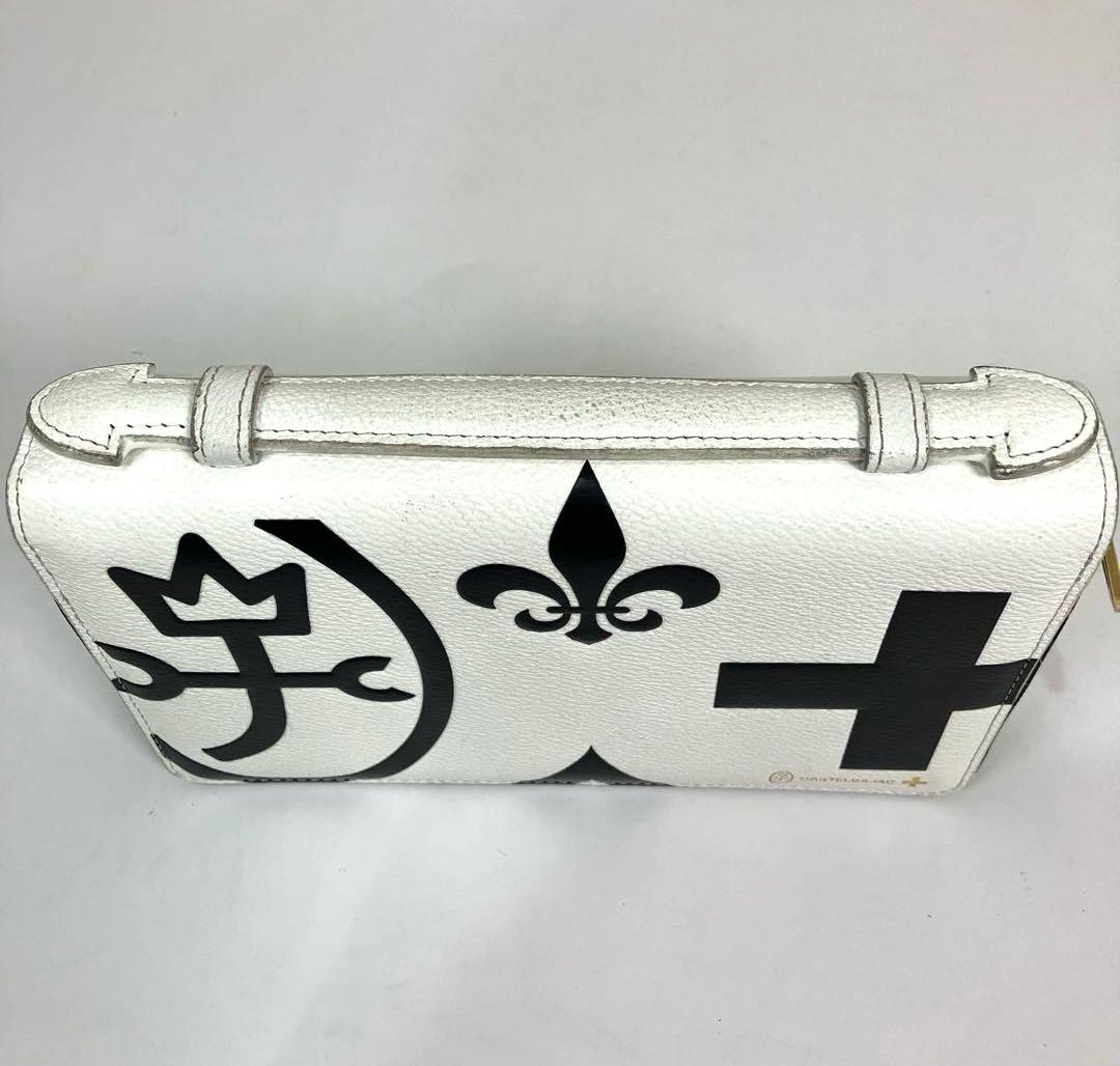 カステルパジャック　長財布 ネゼル ダブルジップ クラッチバッグ　ロゴ　ホワイト