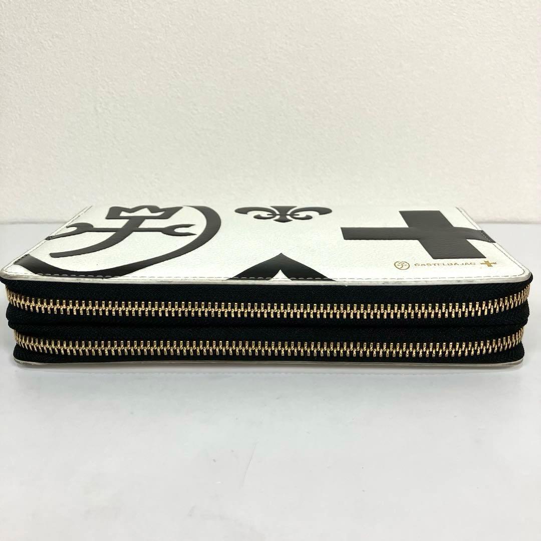 カステルパジャック　長財布 ネゼル ダブルジップ クラッチバッグ　ロゴ　ホワイト
