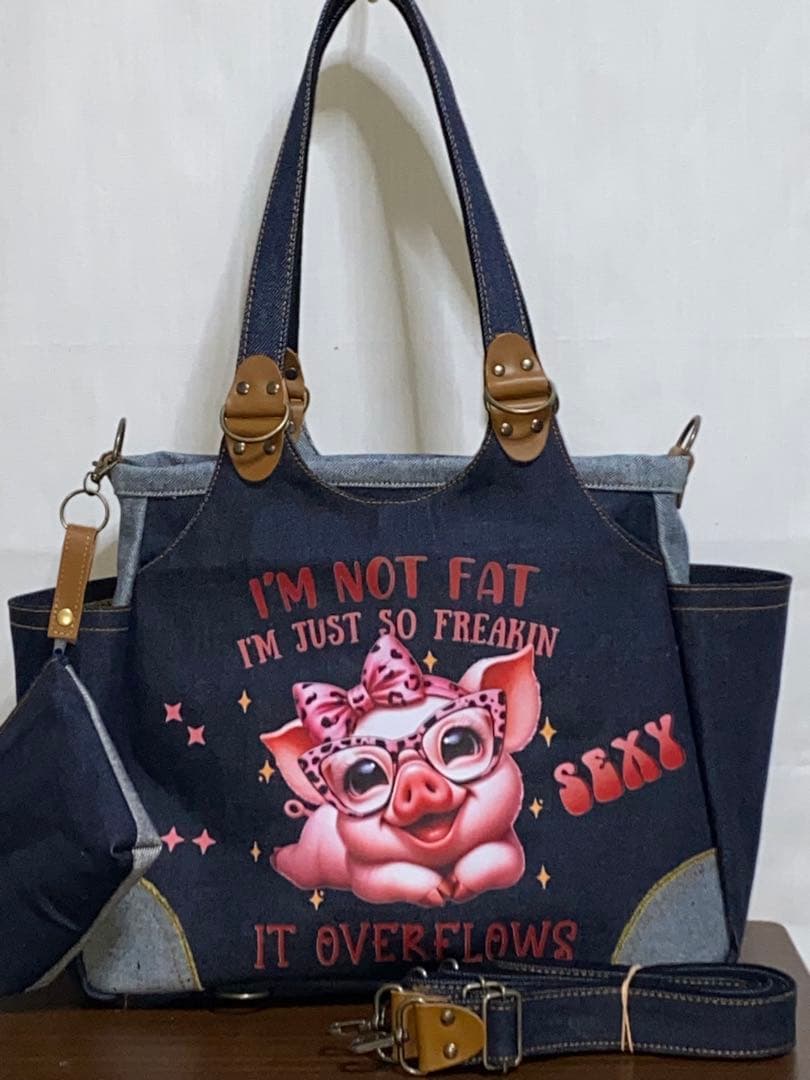 岡山デニム☆ブタさん☆カエル☆リュック対応☆4wayあおりバッグ