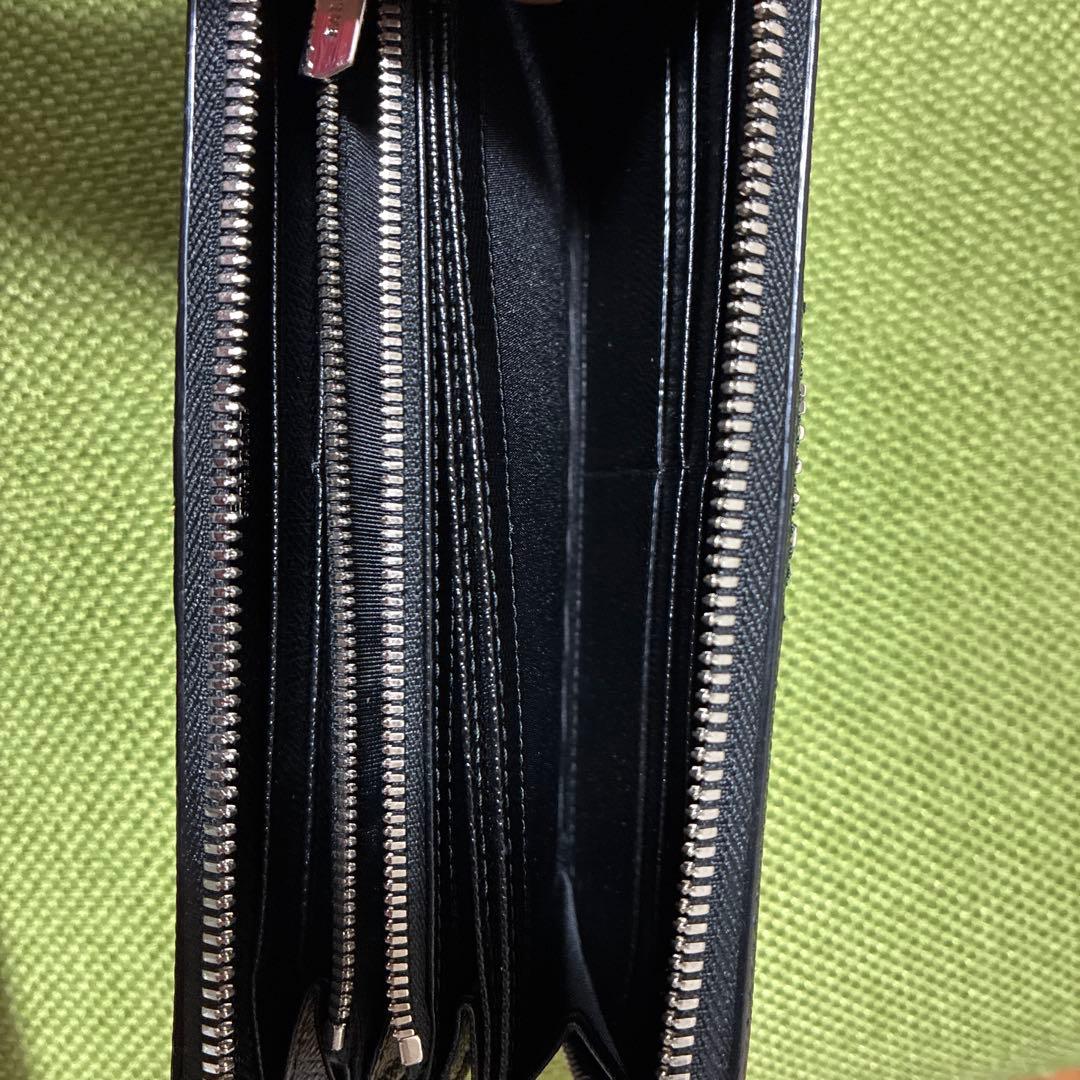 BALLY 長財布 黒/赤/白 ストライプ