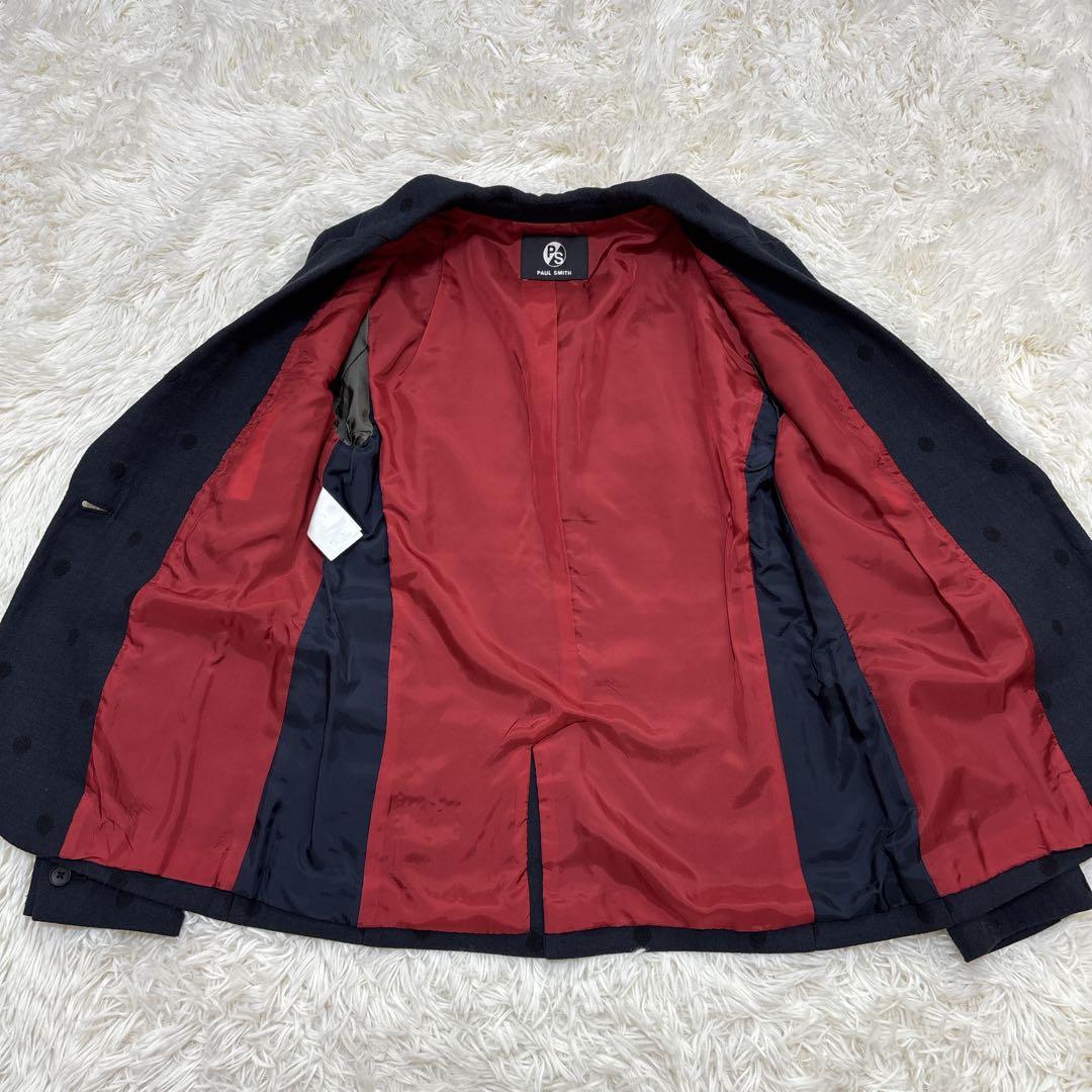 ピーエスポールスミス　セットアップ　ドット　ネイビー　裏地派手　40-42　L