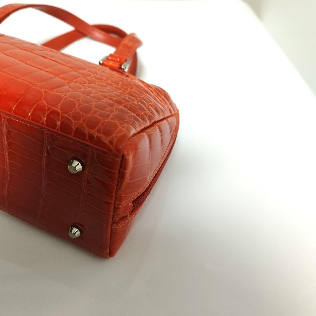 ほぼ未使用☆　JRA認定　シャイニー　クロコダイル　ハンドバッグ　ボストンバッグ