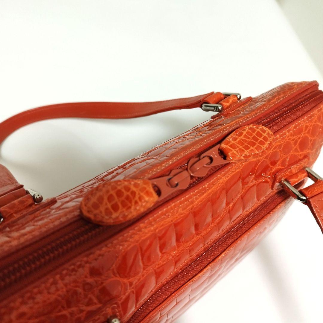 ほぼ未使用☆　JRA認定　シャイニー　クロコダイル　ハンドバッグ　ボストンバッグ