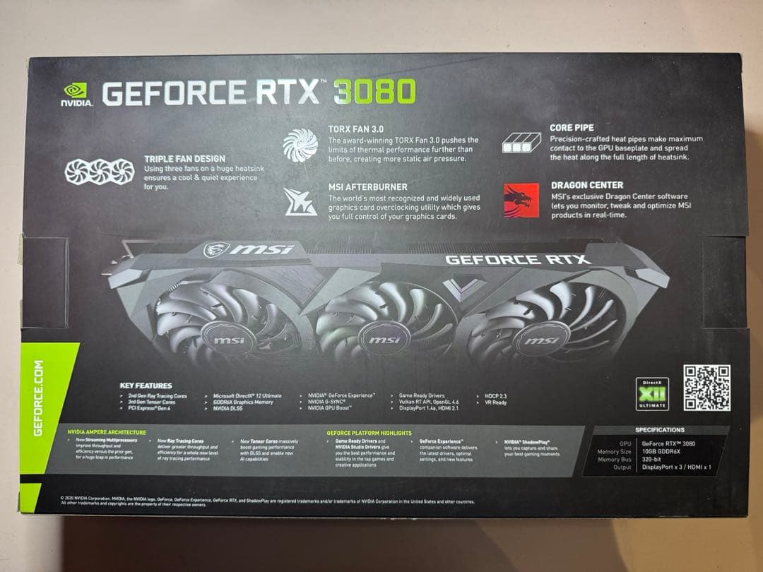 グラフィックボード・グラボ・ビデオカード MSI GeForce RTX 3080 VENTUS3x