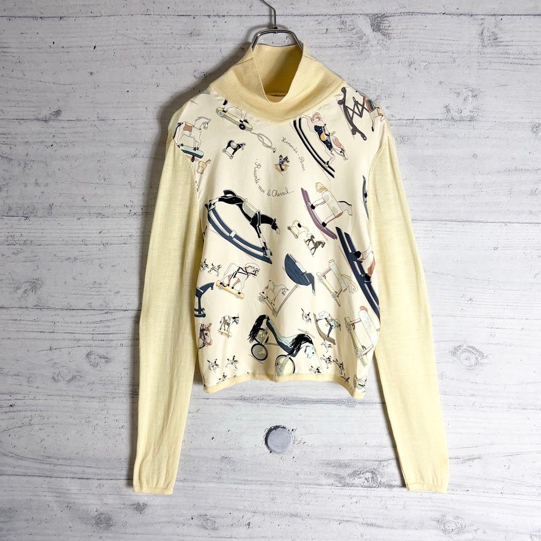 美品✨️マルジェラ期 エルメス ホース柄 シルク ハイネック ニット M