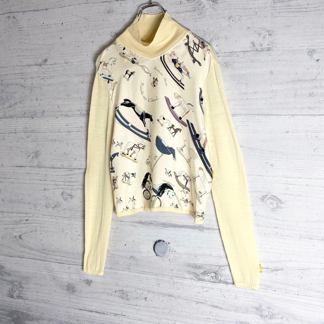 美品✨️マルジェラ期 エルメス ホース柄 シルク ハイネック ニット M