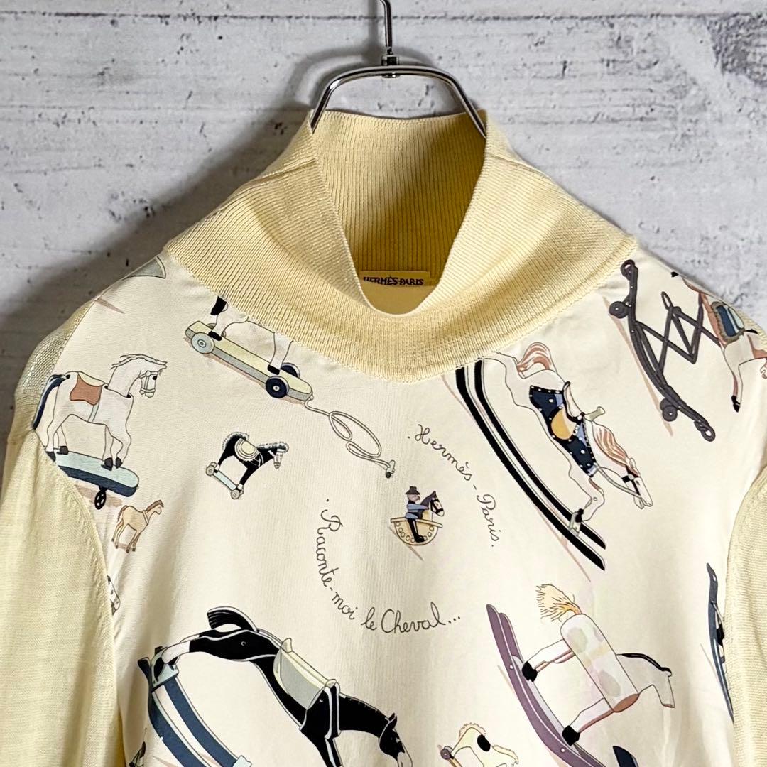 美品✨️マルジェラ期 エルメス ホース柄 シルク ハイネック ニット M