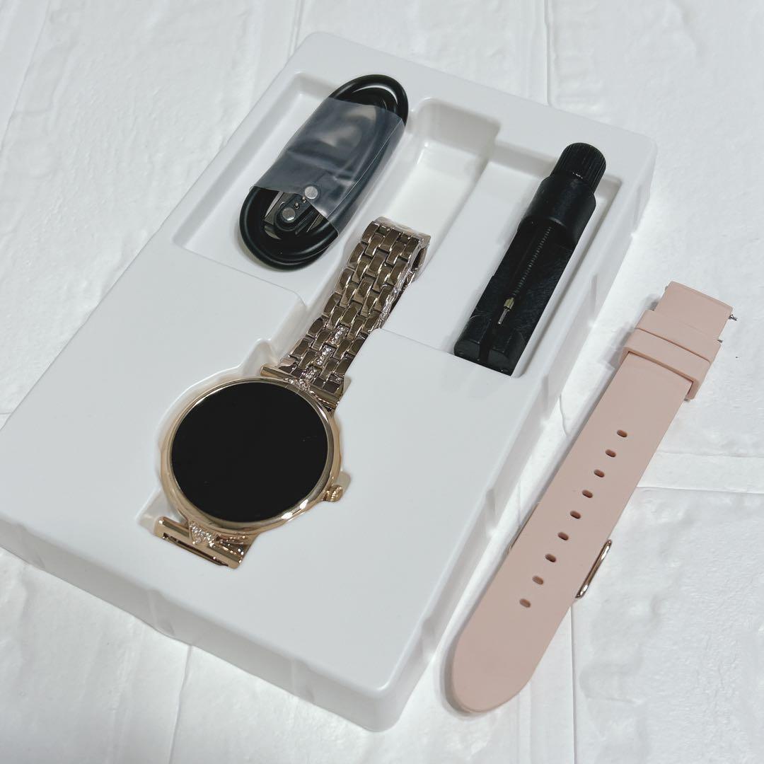 ❤スマートウォッチ レディース AMOLEDディスプレイ 通話 替えベルト付き