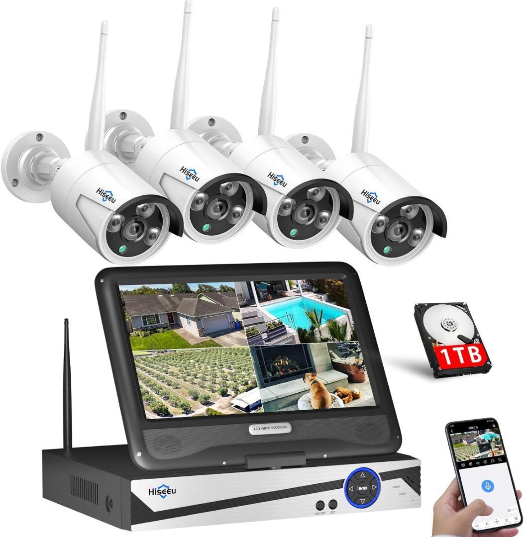 【500万画素】ワイヤレス防犯カメラセット Hiseeu