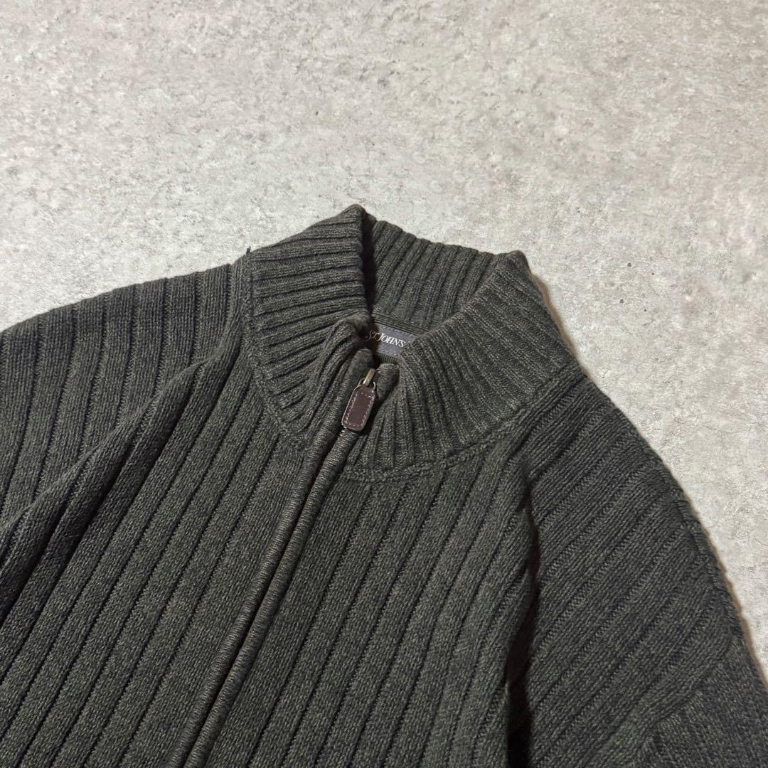 00s セントジョンズベイ ドライバーズニット コットンニット カーキ Lサイズ