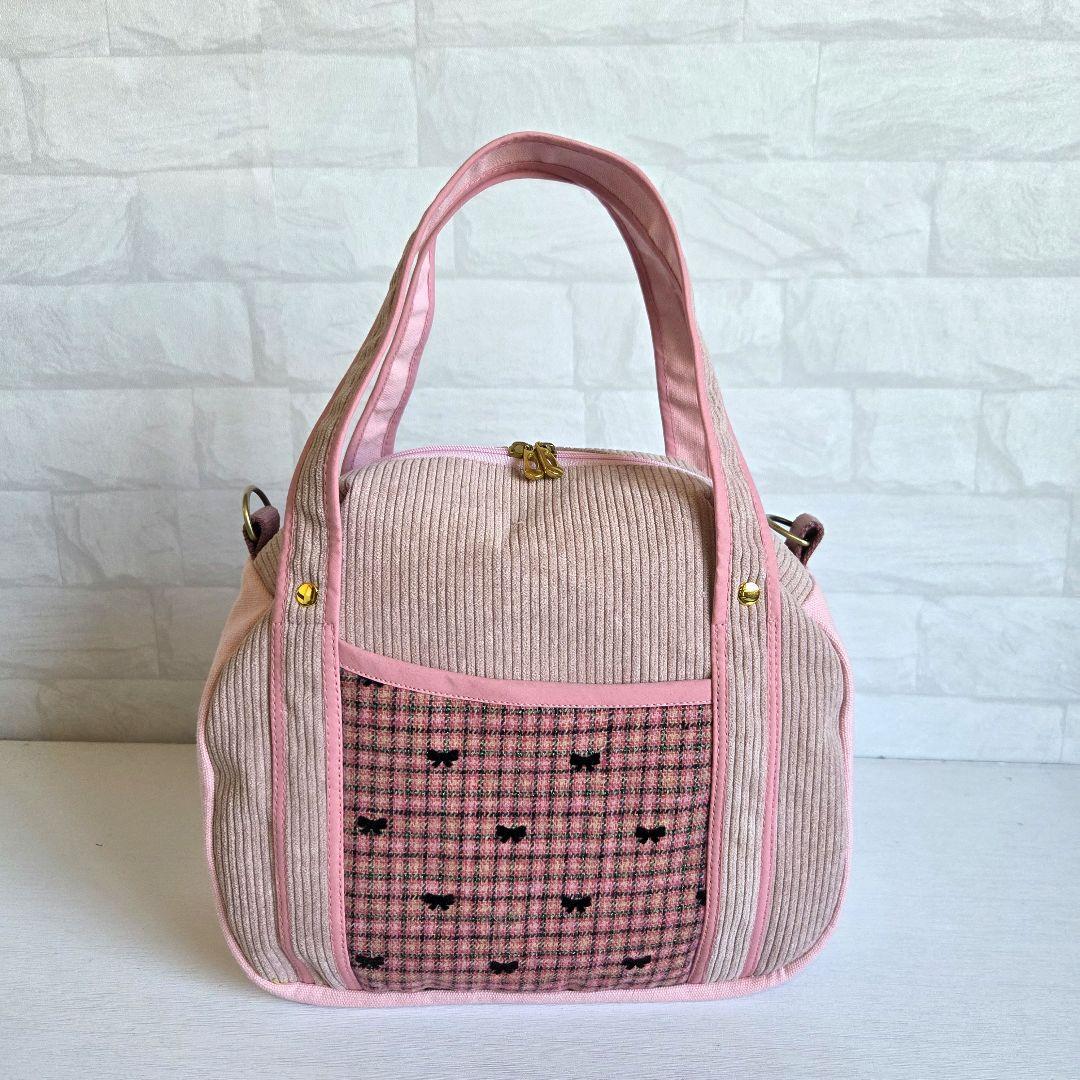 JUNE様　丸型ボストンバッグ　コーディロイ　　ハンドメイド
