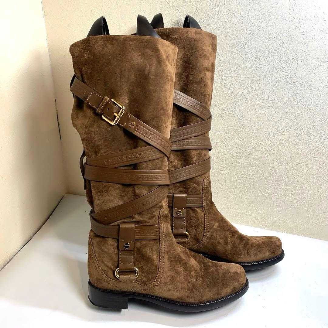 ルイヴィトン　サイズ表記「35」22.5センチ　ブラウンスウェード　ベルトブーツ