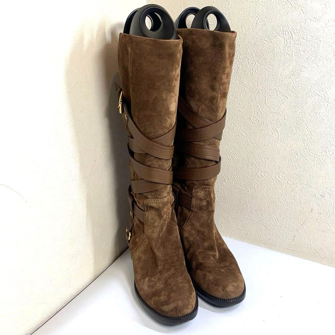 ルイヴィトン　サイズ表記「35」22.5センチ　ブラウンスウェード　ベルトブーツ