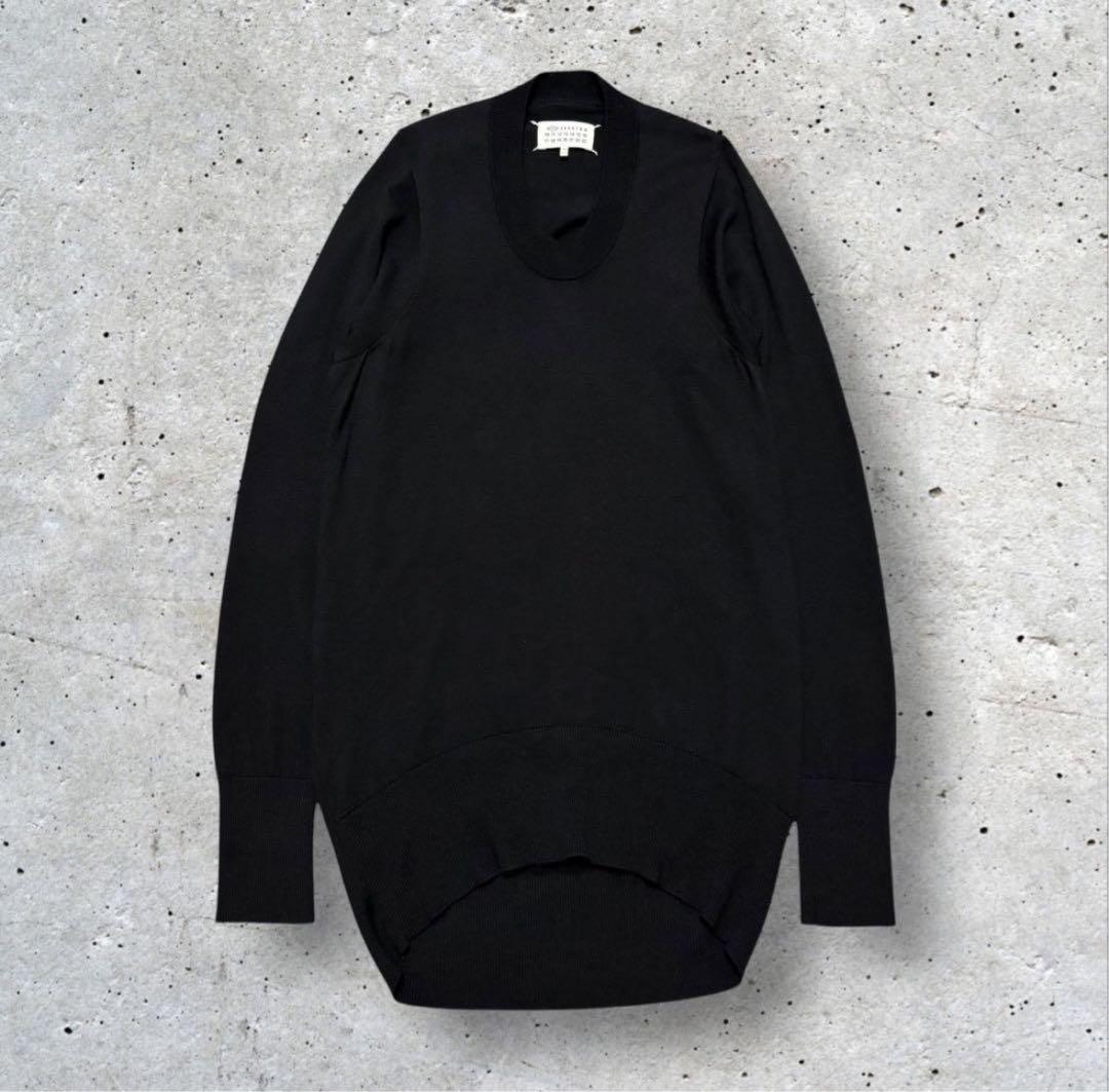 マルジェラ ニットワンピース エルボーパッチ レザーパッチ ブラック