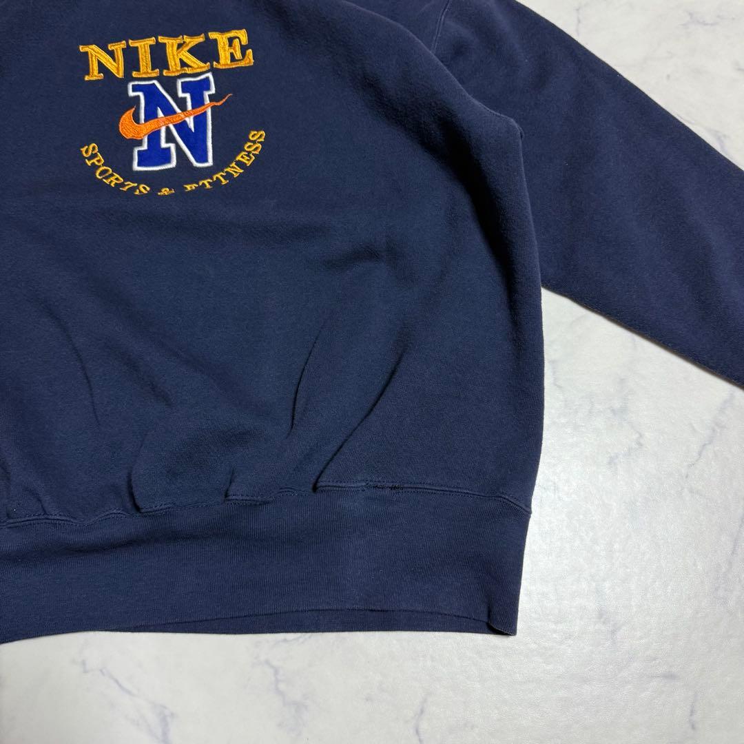 90's NIKE ナイキ USA製 スウェット トレーナー 刺繍ロゴ ネイビー