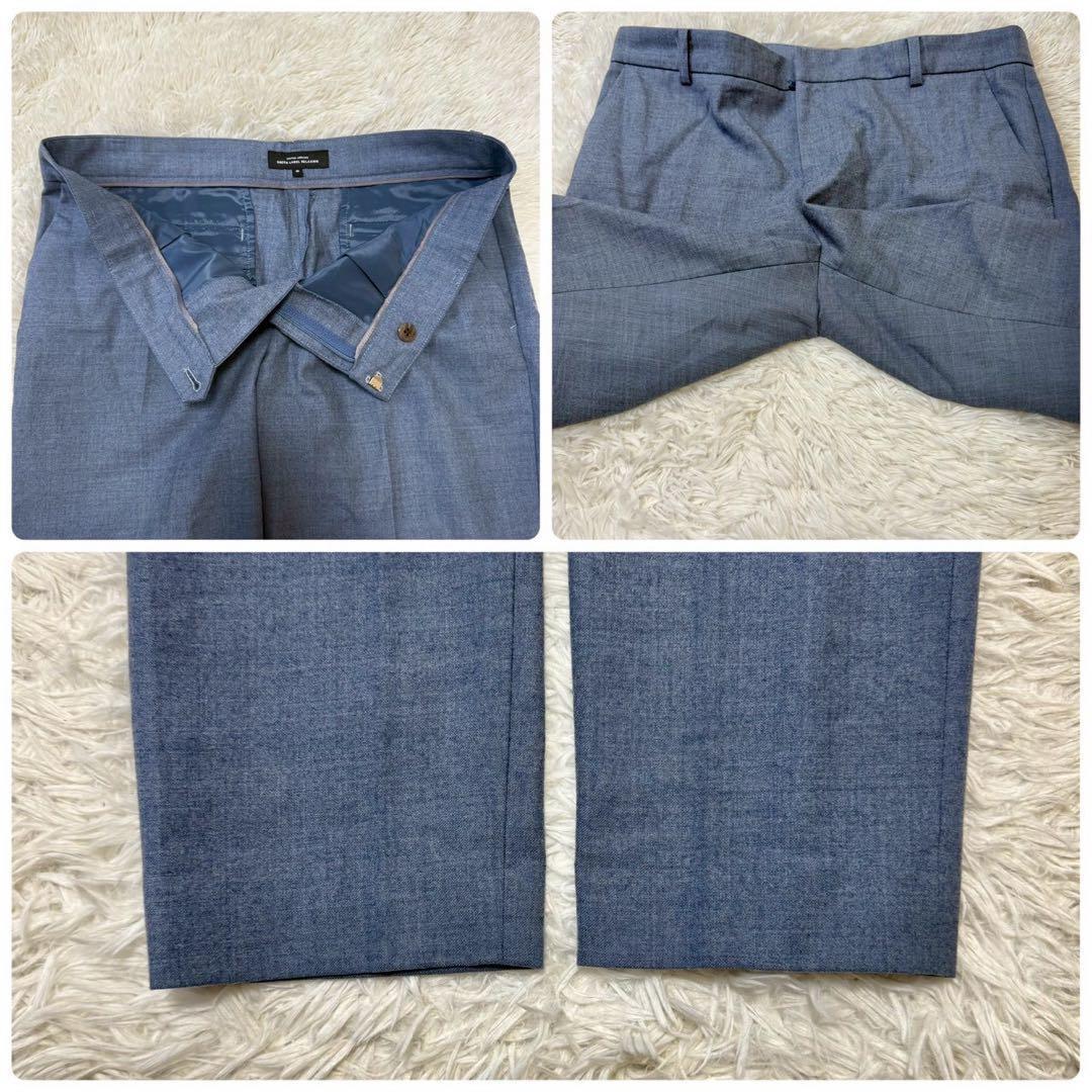 ✨美品/L✨グリーンレーベルリラクシング パンツスーツ ダブル ノーカラー 青