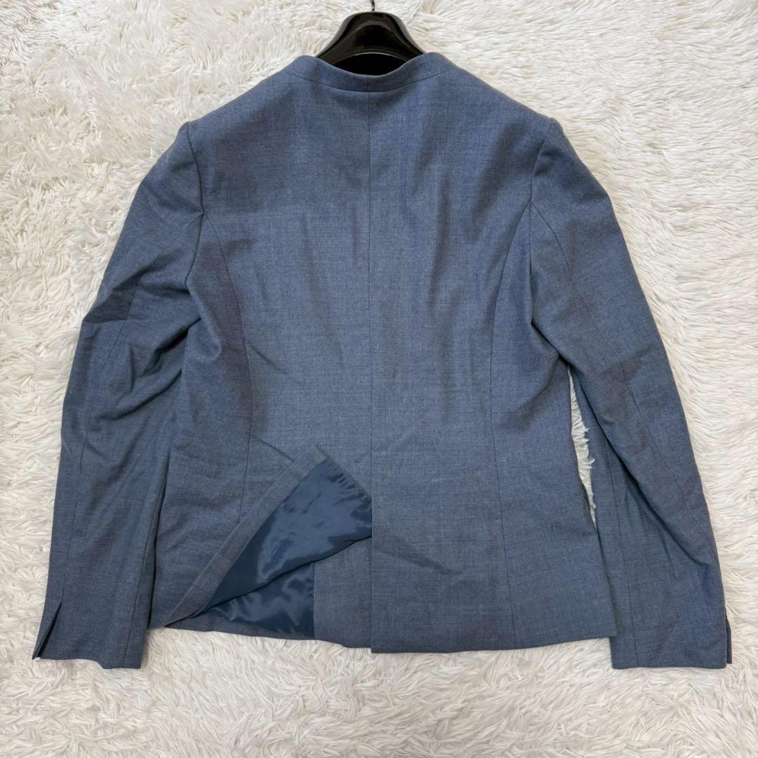 ✨美品/L✨グリーンレーベルリラクシング パンツスーツ ダブル ノーカラー 青