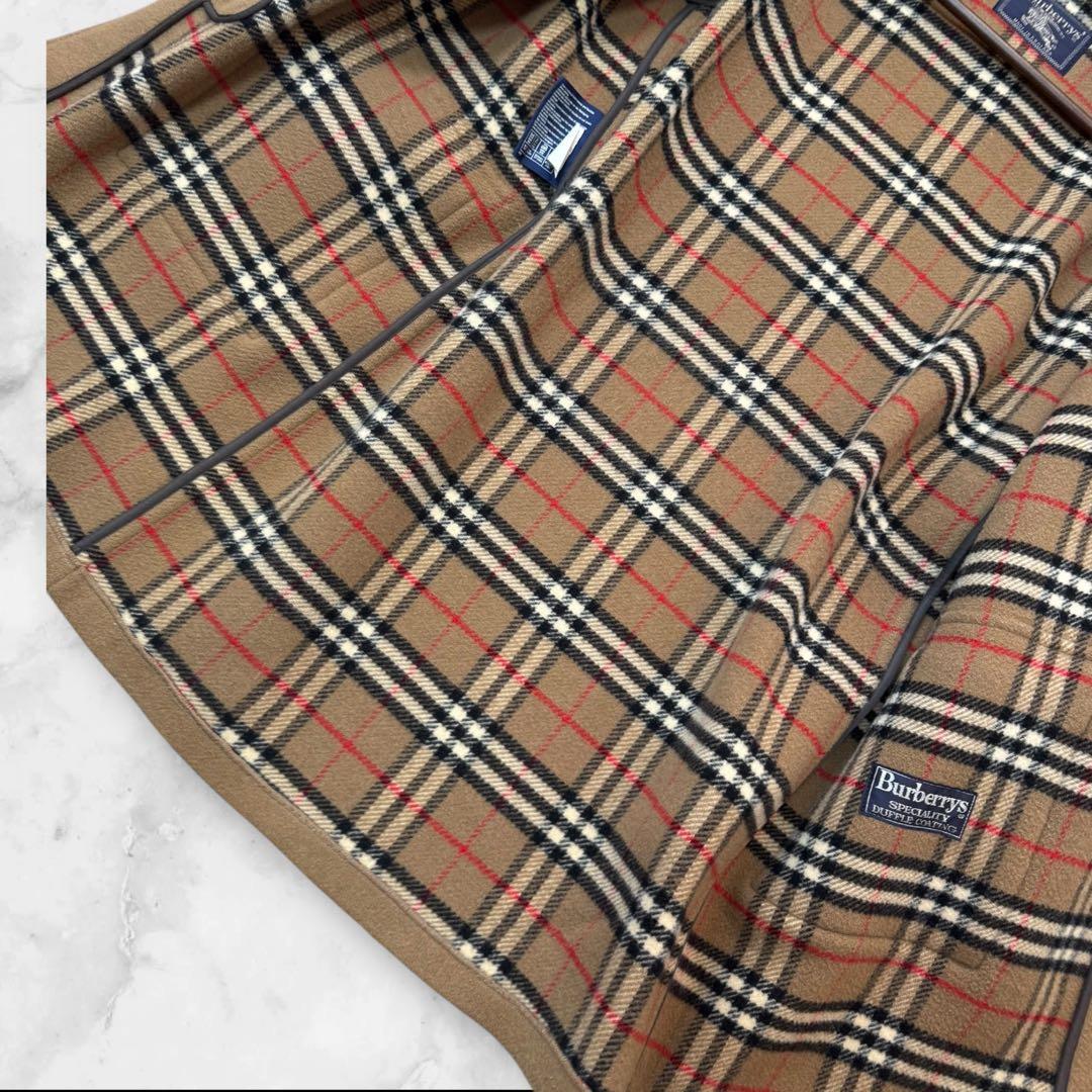 【大きめ3〜4L】バーバリー ダッフルコート　ノバチェック　キャメル　ウール