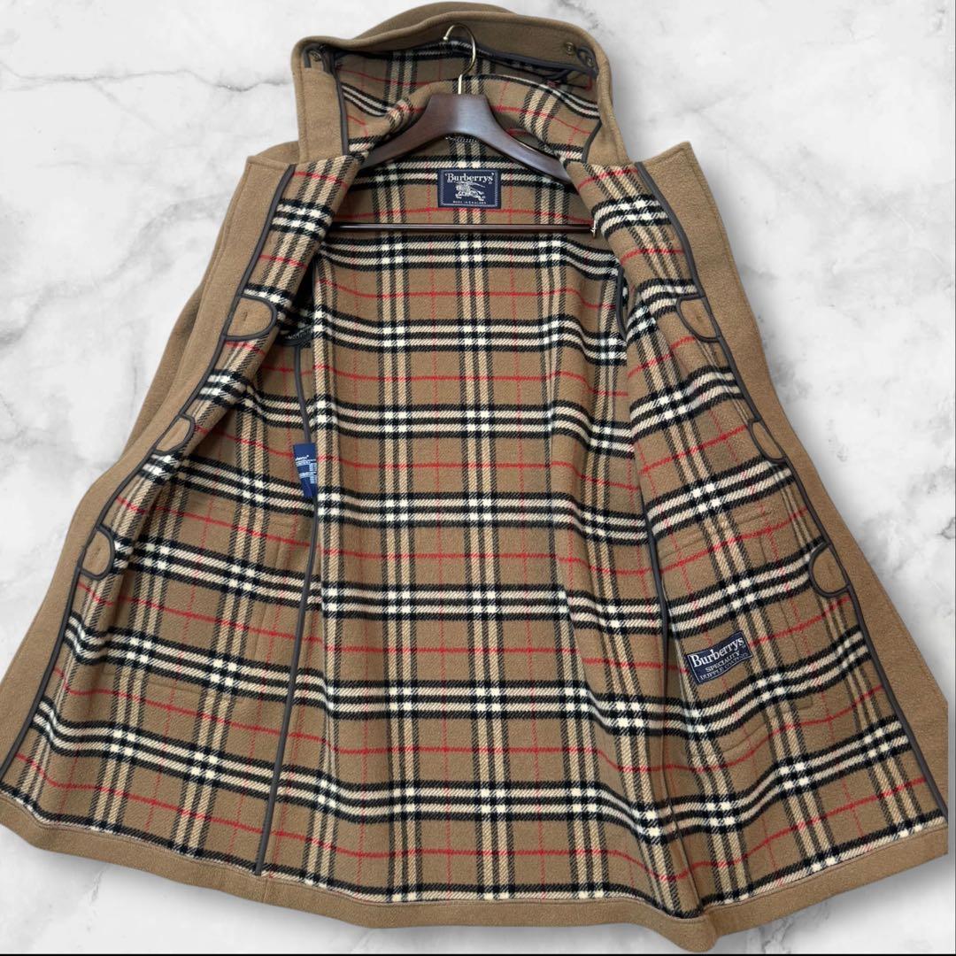 【大きめ3〜4L】バーバリー ダッフルコート　ノバチェック　キャメル　ウール