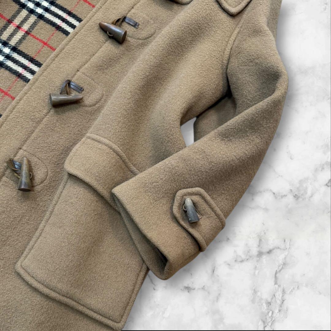 【大きめ3〜4L】バーバリー ダッフルコート　ノバチェック　キャメル　ウール