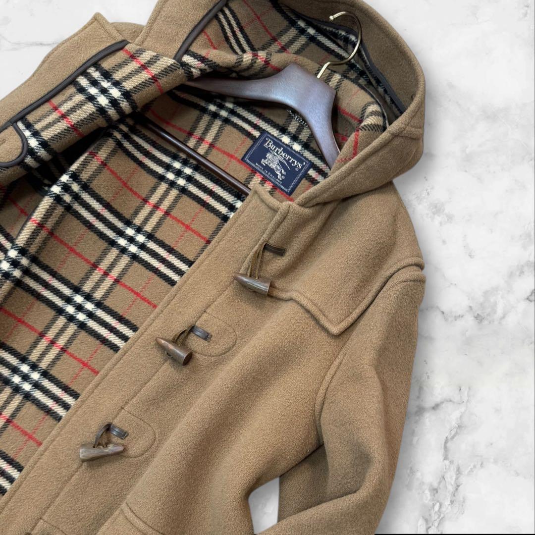 【大きめ3〜4L】バーバリー ダッフルコート　ノバチェック　キャメル　ウール