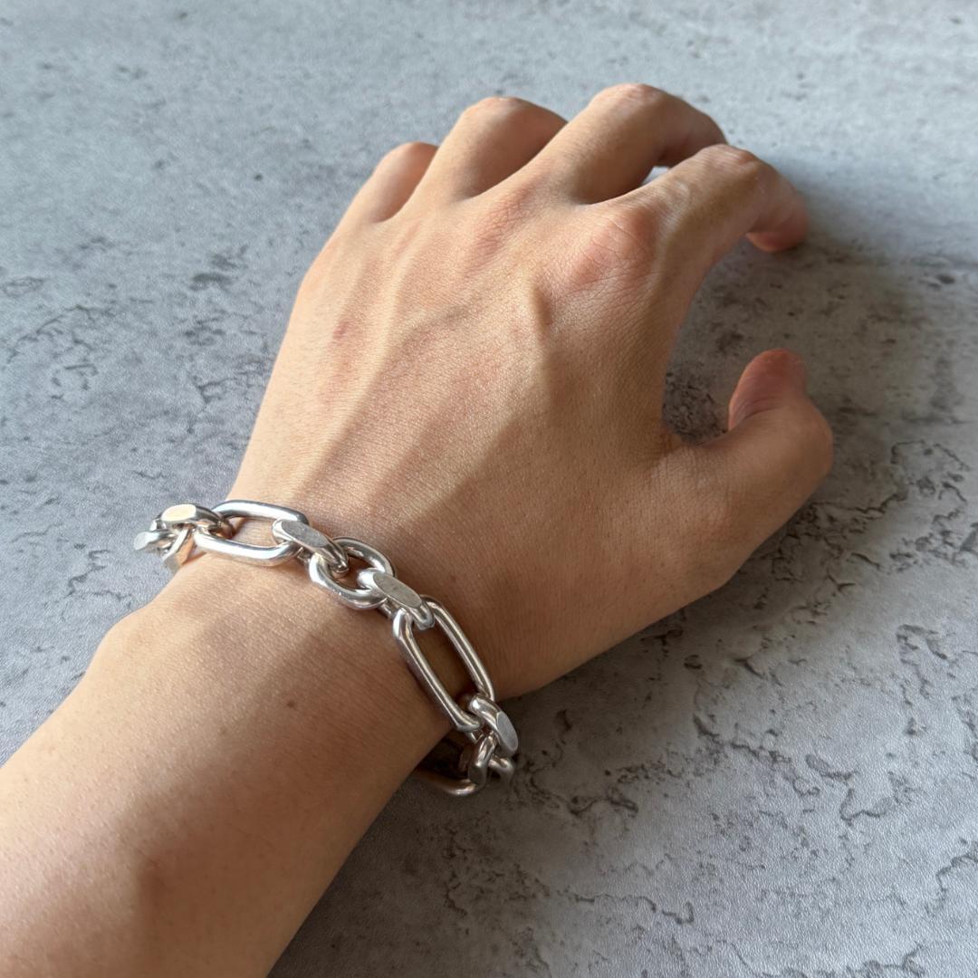 専用 イタリア製 ヴィンテージ ヘビーチェーンブレスレット シルバー925