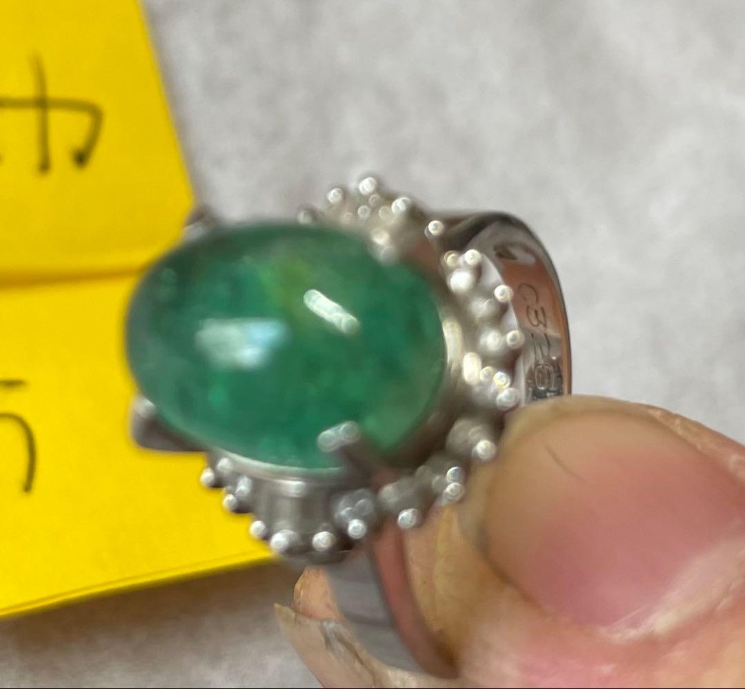 プラチナ　リング　緑