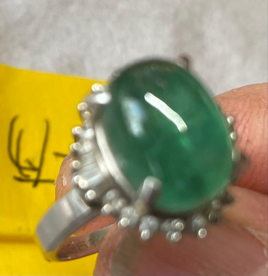 プラチナ　リング　緑