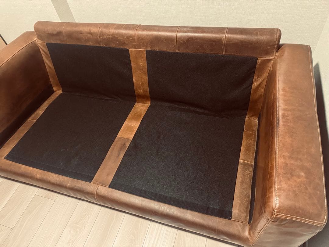 専用クラッシュゲート 2.5人掛けソファ 本革 ヴィンテージ調レザークッション付