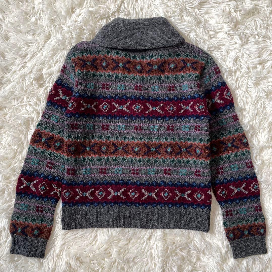 ラルフローレン カシミヤ混 ウール フェアアイル柄 ニット カーディガン M