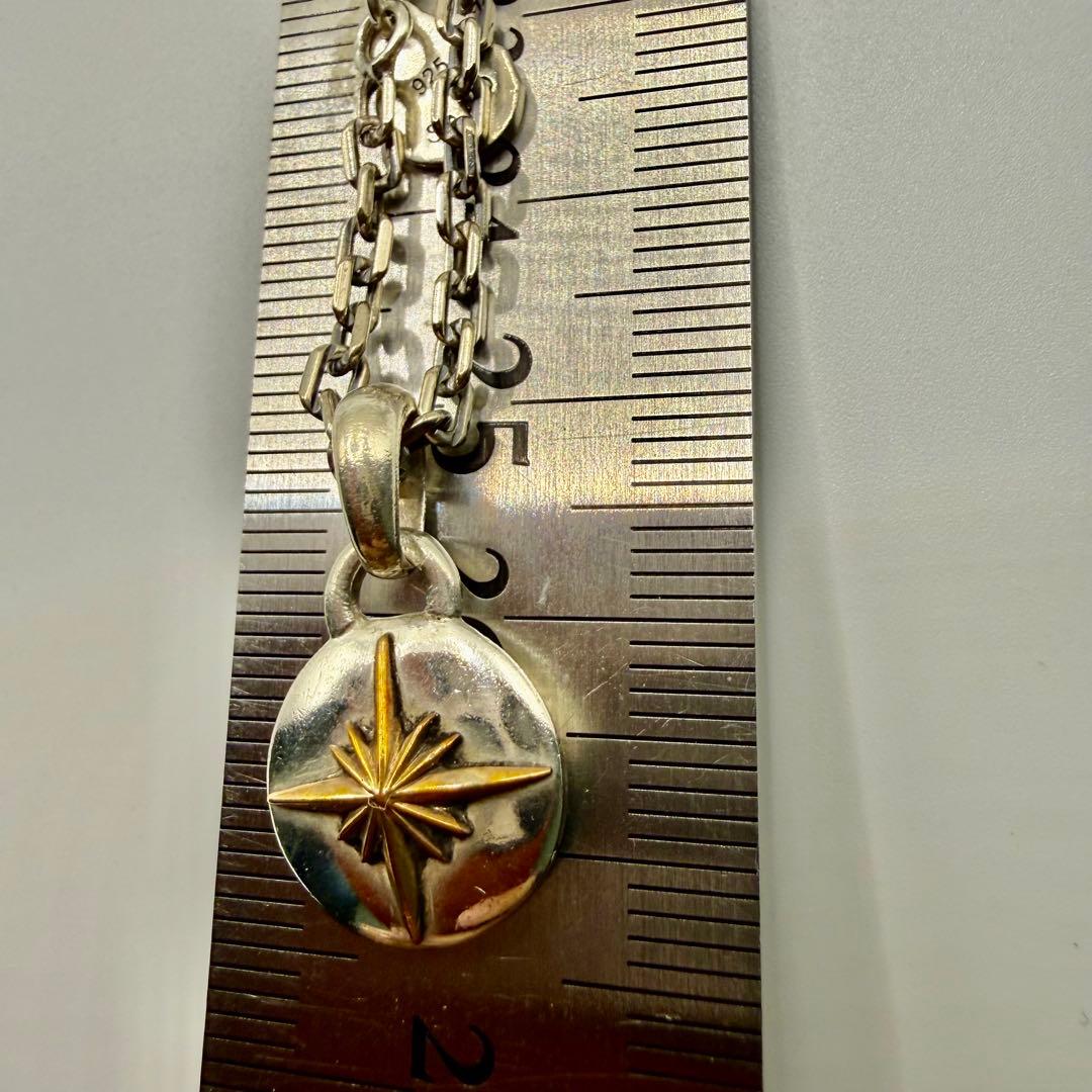 SAAD シルバー太陽神トップ　細角チェーンセット　約50センチ