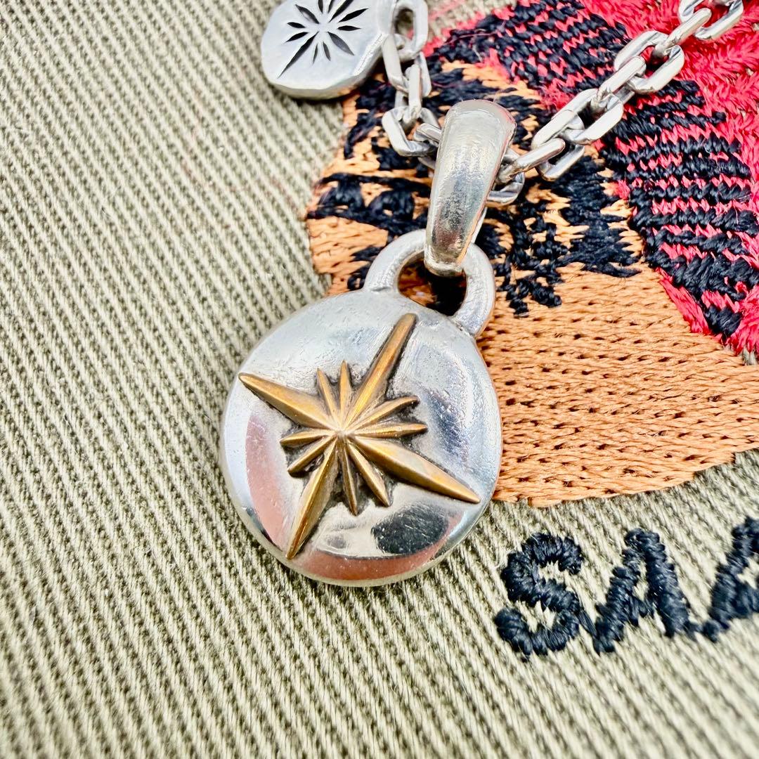 SAAD シルバー太陽神トップ　細角チェーンセット　約50センチ