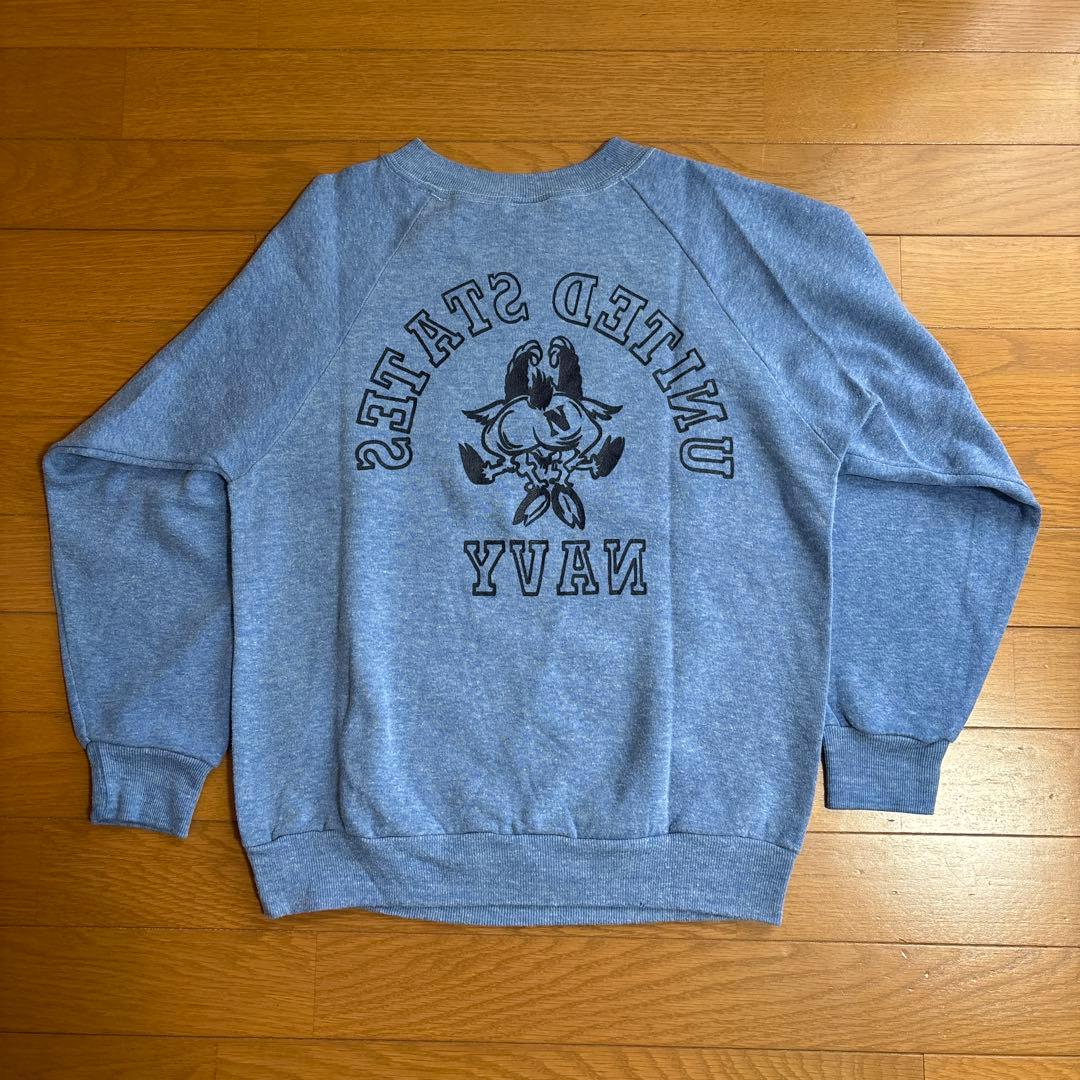 レア 70s SPORTSWEAR スウェット NAVY 両面3段プリント 美品