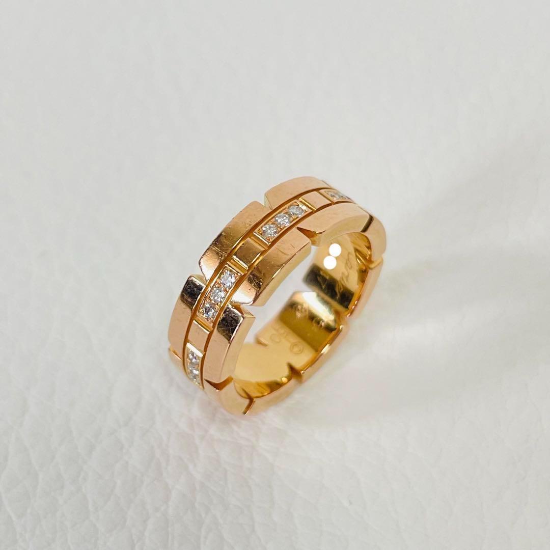 カルティエ リング 指輪 タンクフランセーズ ハーフダイヤ K18PG 10号