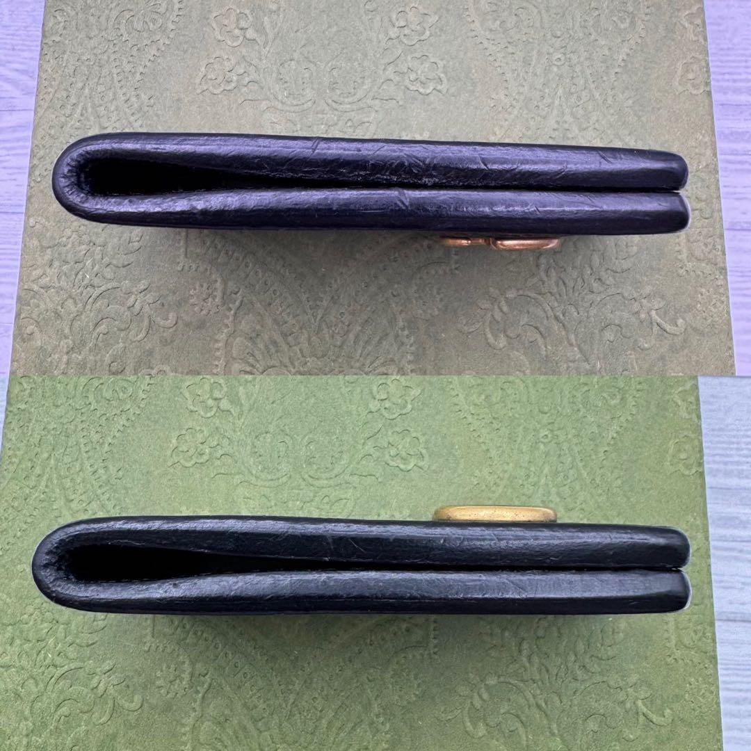 【極美品】GUCCI　マネークリップ　マーモント　レザー　ブラック　折りたたみ