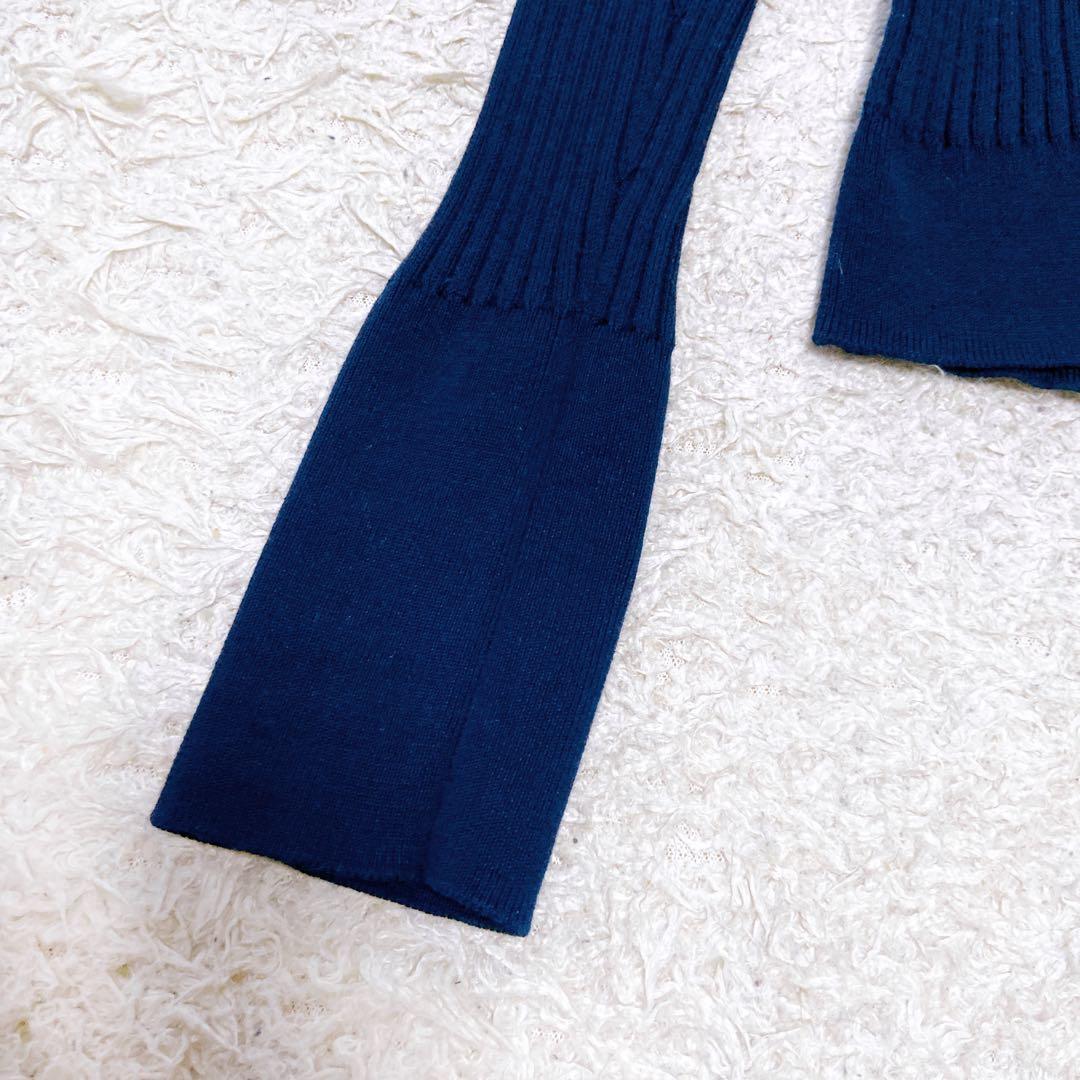 現行　ヴェルメイユ パー イエナ　リブＶネックニット　イタリアシ　ネイビー