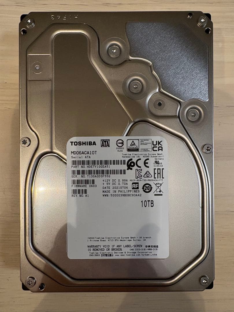TOSHIBA 内蔵HDD 10TB MD06ACA10T 新品未使用 箱なし
