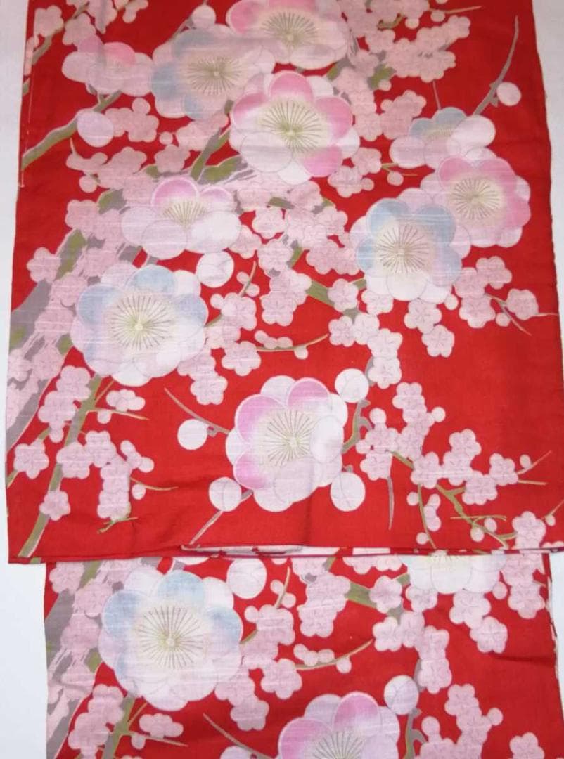 ★ツモリチサト浴衣.朱色地.豪華古典.梅柄★大人の浴衣