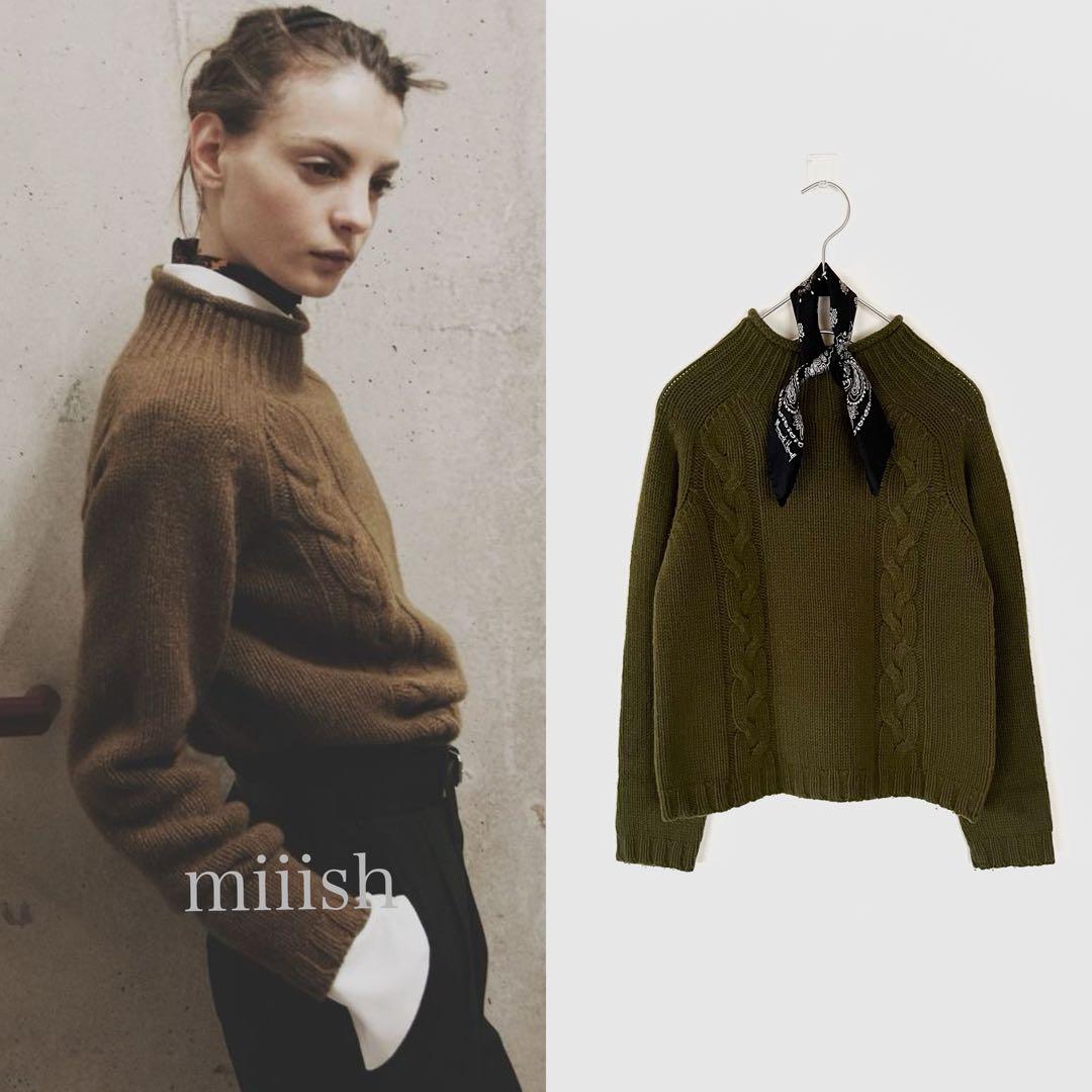 美品 マーガレットハウエル ハーフネックケーブル編みニット 店舗限定7.2万